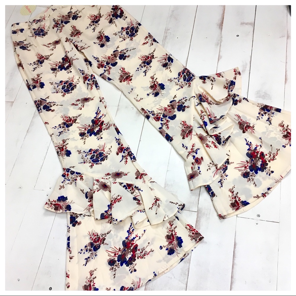 Ruffle Flared Flower Child Pants - Picture 2 of 7